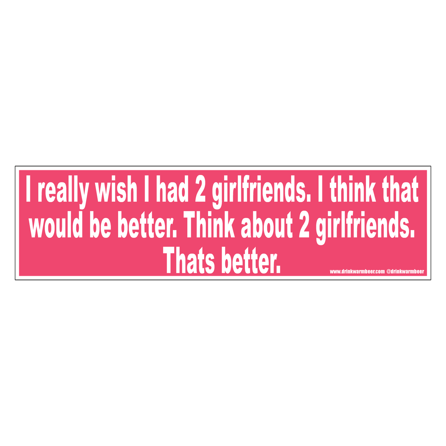 2 Girlfriends is Better Bumper Sticker