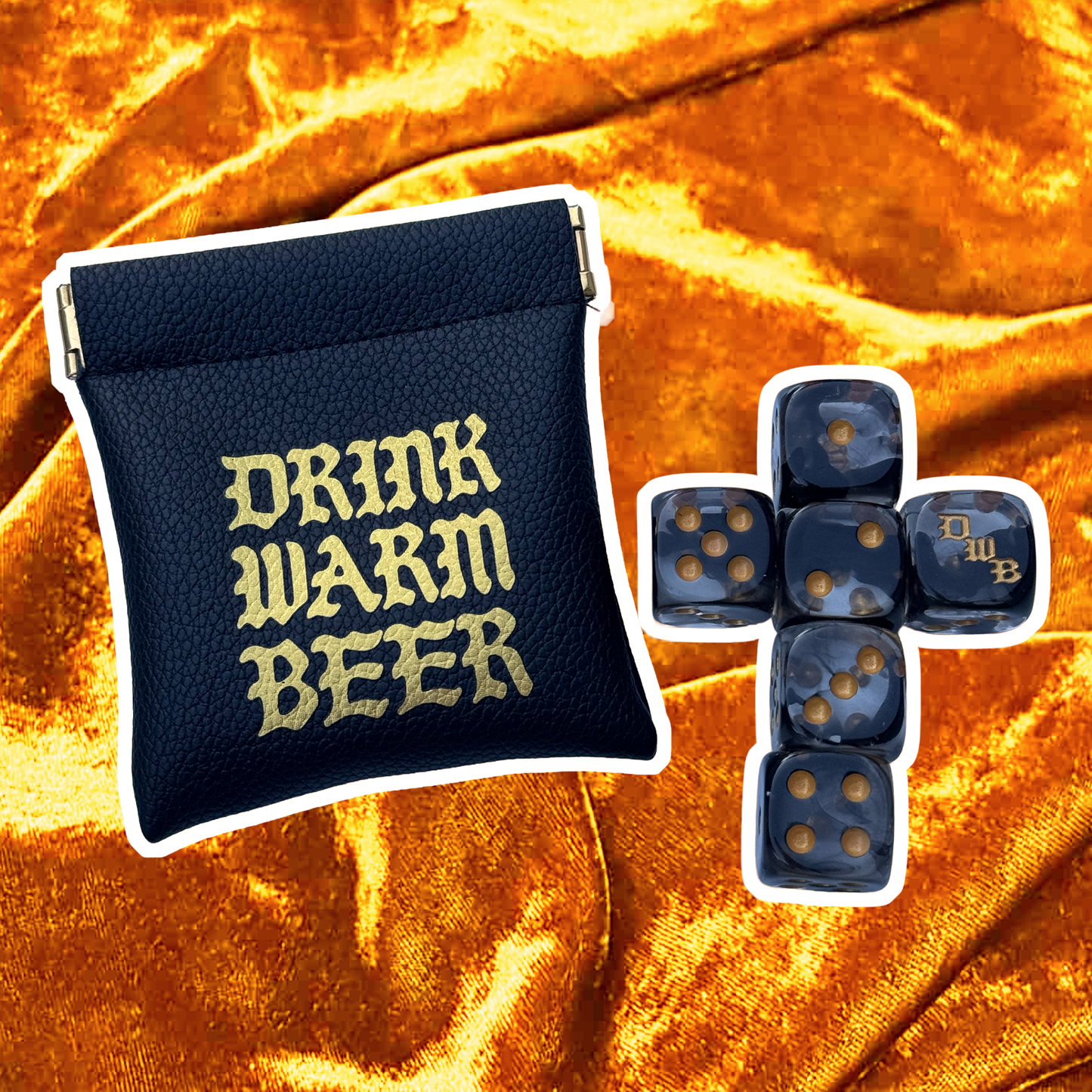DWB Blk/Gld Dice and Pouch
